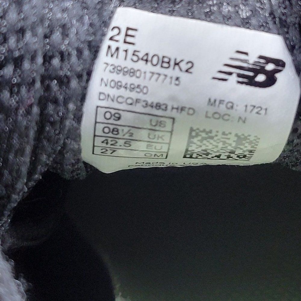New Balance Mens Size 9 2E 1540V2 Black Walking Sneakers M1540BK2 Made In USA - Picture 8 of 8